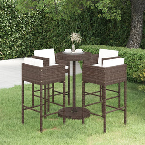 vidaXL Patio Bar Set with Cushions Poly Rattan Seat 3/5 Piece Multi Colors-36