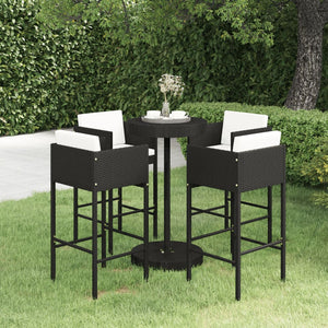 vidaXL Patio Bar Set with Cushions Poly Rattan Seat 3/5 Piece Multi Colors-10