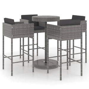 vidaXL Patio Bar Set with Cushions Poly Rattan Seat 3/5 Piece Multi Colors-26