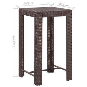 vidaXL Patio Bar Set Outdoor Bistro Set Bar Stool Bistro Table Poly Rattan-42