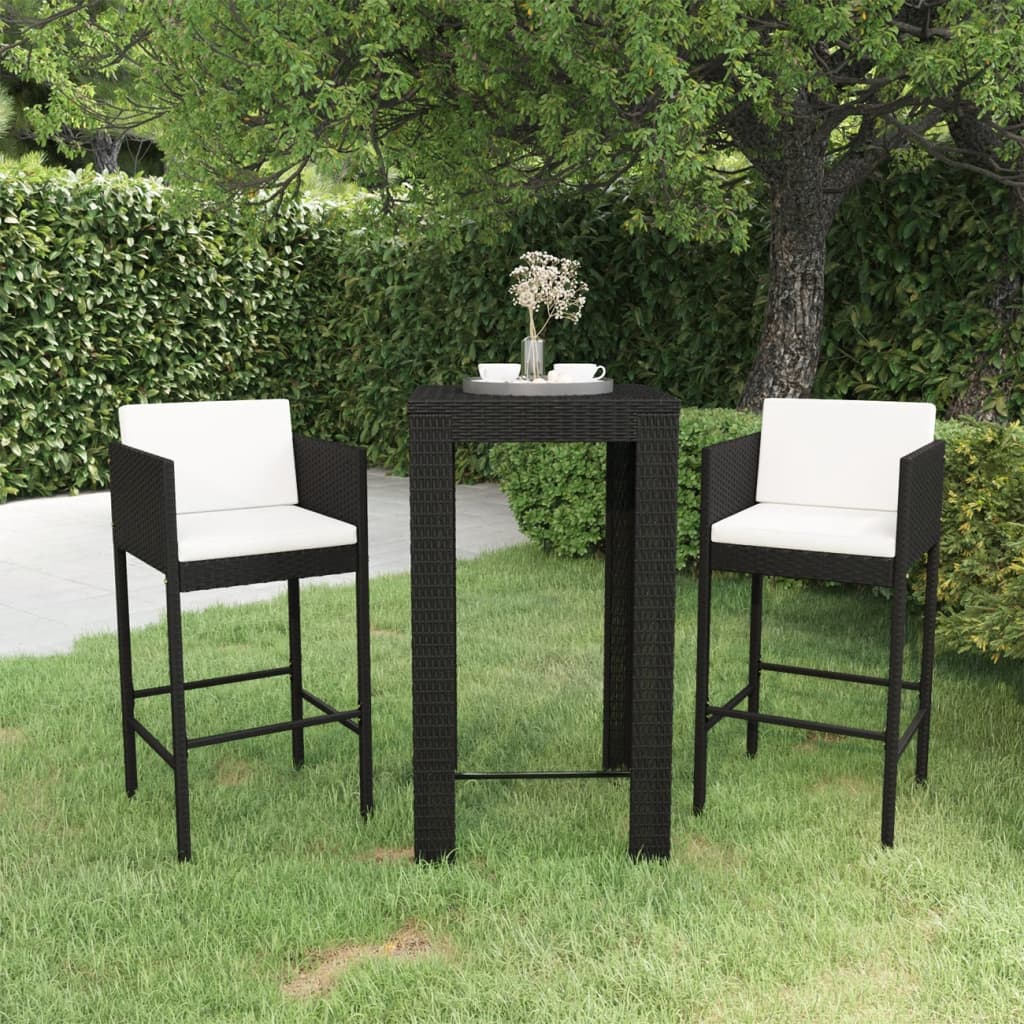 vidaXL Patio Bar Set Outdoor Bistro Set Bar Stool Bistro Table Poly Rattan-15