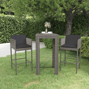 vidaXL Patio Bar Set Outdoor Bistro Set Bar Stool Bistro Table Poly Rattan-30