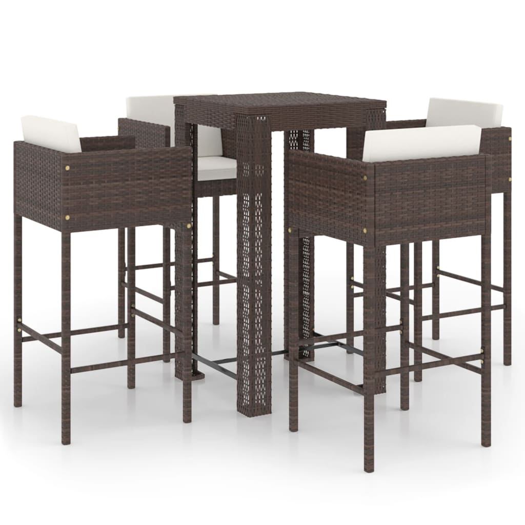 vidaXL Patio Bar Set Outdoor Bistro Set Bar Stool Bistro Table Poly Rattan-3