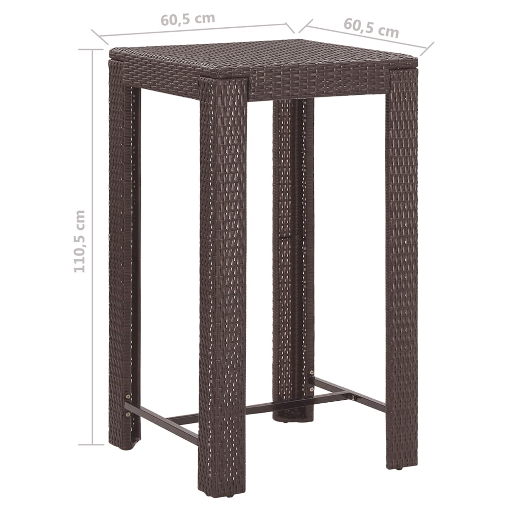 vidaXL Patio Bar Set Outdoor Bistro Set Bar Stool Bistro Table Poly Rattan-17