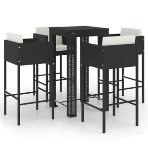 vidaXL Patio Bar Set Outdoor Bistro Set Bar Stool Bistro Table Poly Rattan-18