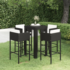 vidaXL Patio Bar Set Outdoor Bistro Set Bar Stool Bistro Table Poly Rattan-13