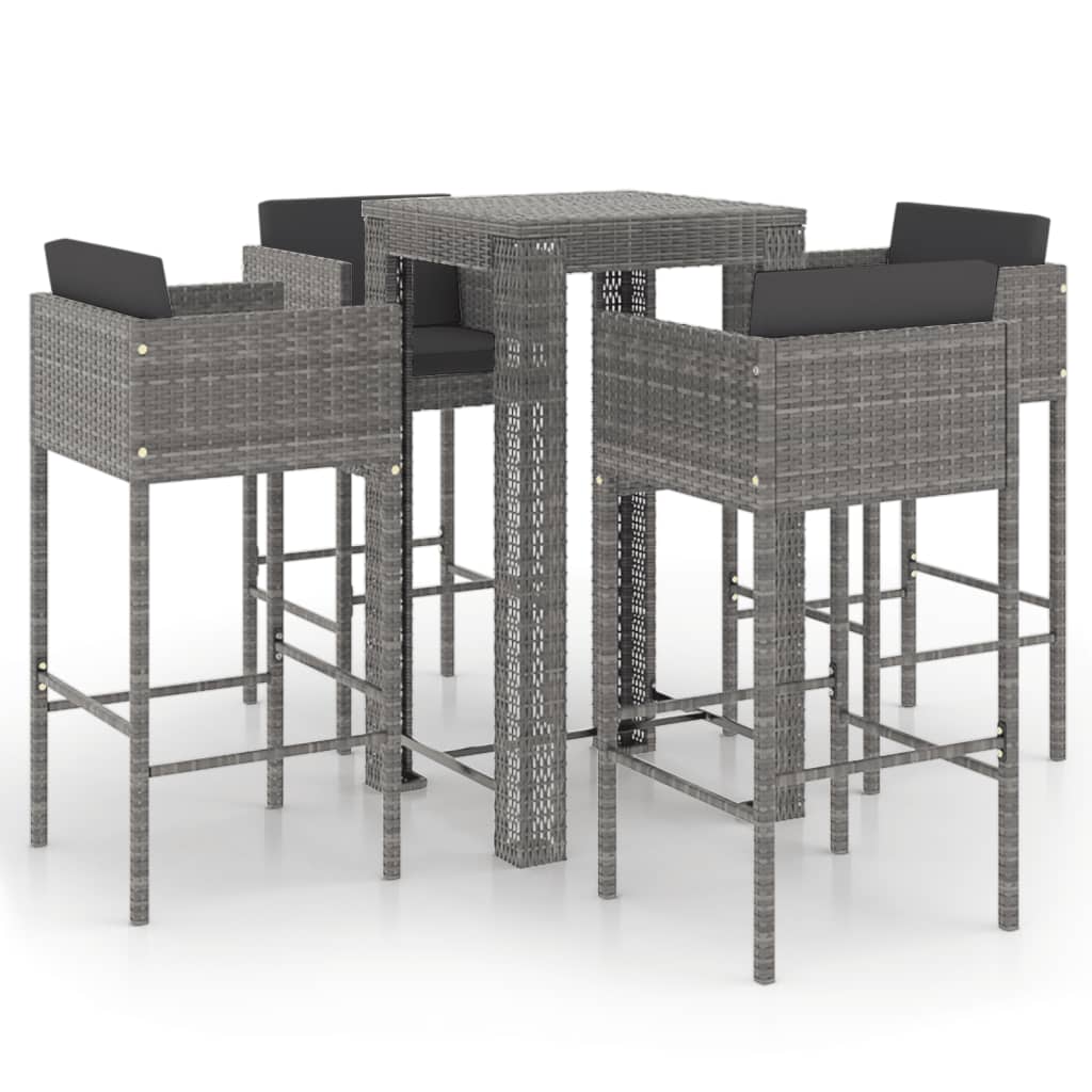 vidaXL Patio Bar Set Outdoor Bistro Set Bar Stool Bistro Table Poly Rattan-33