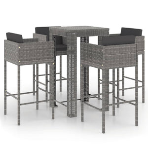 vidaXL Patio Bar Set Outdoor Bistro Set Bar Stool Bistro Table Poly Rattan-33