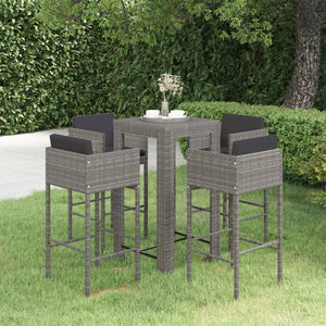 vidaXL Patio Bar Set Outdoor Bistro Set Bar Stool Bistro Table Poly Rattan-28