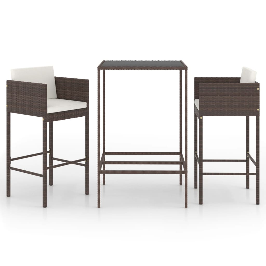 vidaXL Patio Bar Set Outdoor Bistro Set Bar Stool Bistro Table Poly Rattan-55