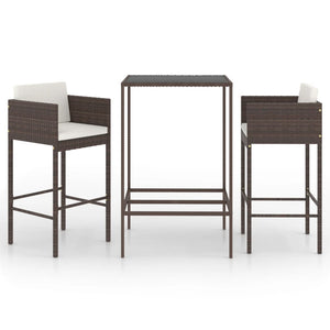 vidaXL Patio Bar Set Outdoor Bistro Set Bar Stool Bistro Table Poly Rattan-55