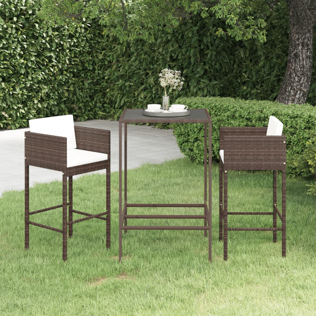 vidaXL Patio Bar Set Outdoor Bistro Set Bar Stool Bistro Table Poly Rattan-54