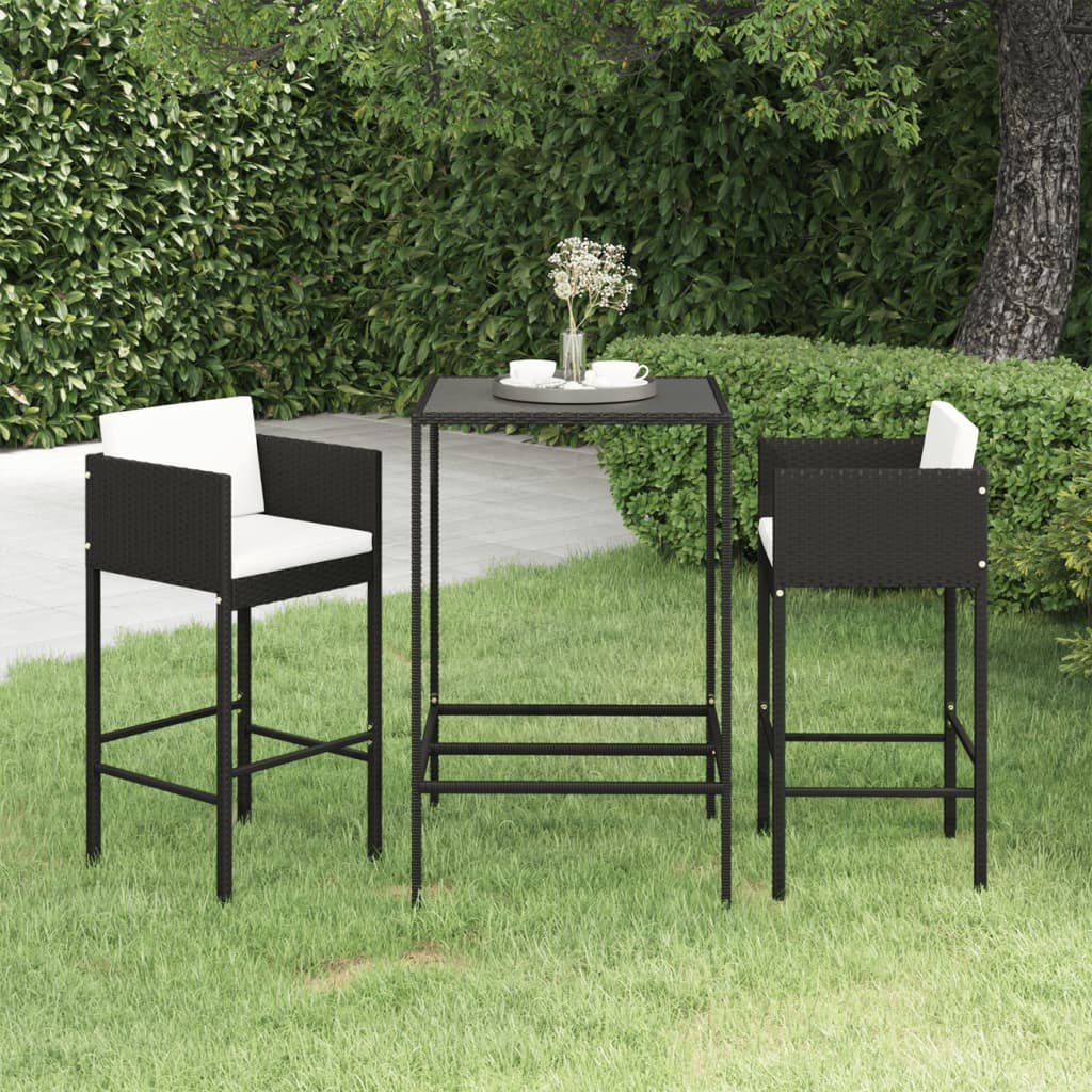 vidaXL Patio Bar Set Outdoor Bistro Set Bar Stool Bistro Table Poly Rattan-57