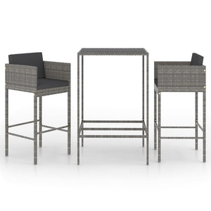 vidaXL Patio Bar Set Outdoor Bistro Set Bar Stool Bistro Table Poly Rattan-61