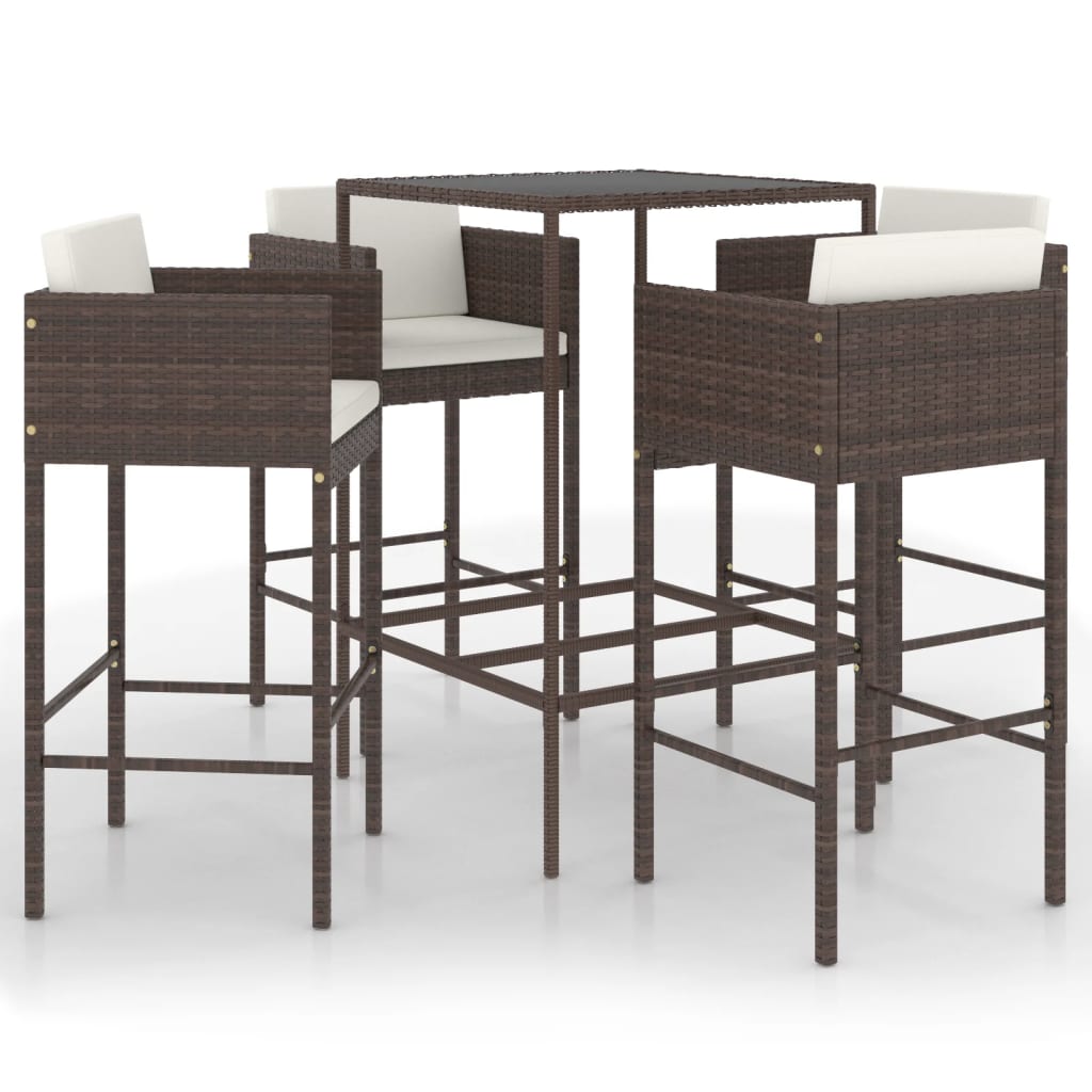 vidaXL Patio Bar Set Outdoor Bistro Set Bar Stool Bistro Table Poly Rattan-0