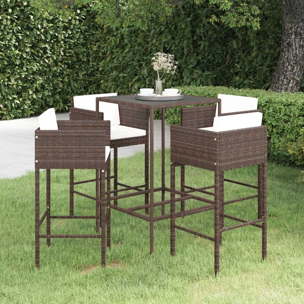 vidaXL Patio Bar Set Outdoor Bistro Set Bar Stool Bistro Table Poly Rattan-63