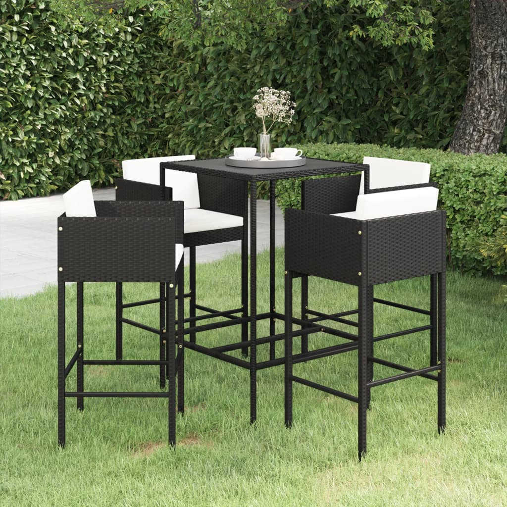 vidaXL Patio Bar Set Outdoor Bistro Set Bar Stool Bistro Table Poly Rattan-12