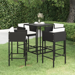 vidaXL Patio Bar Set Outdoor Bistro Set Bar Stool Bistro Table Poly Rattan-12