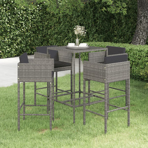 vidaXL Patio Bar Set Outdoor Bistro Set Bar Stool Bistro Table Poly Rattan-29