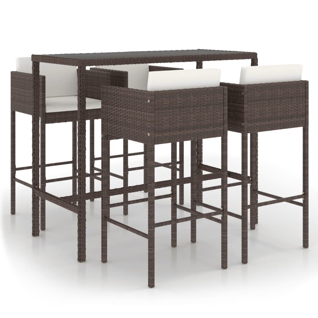 vidaXL Patio Bar Set Outdoor Bistro Set Bar Stool Bistro Table Poly Rattan-49