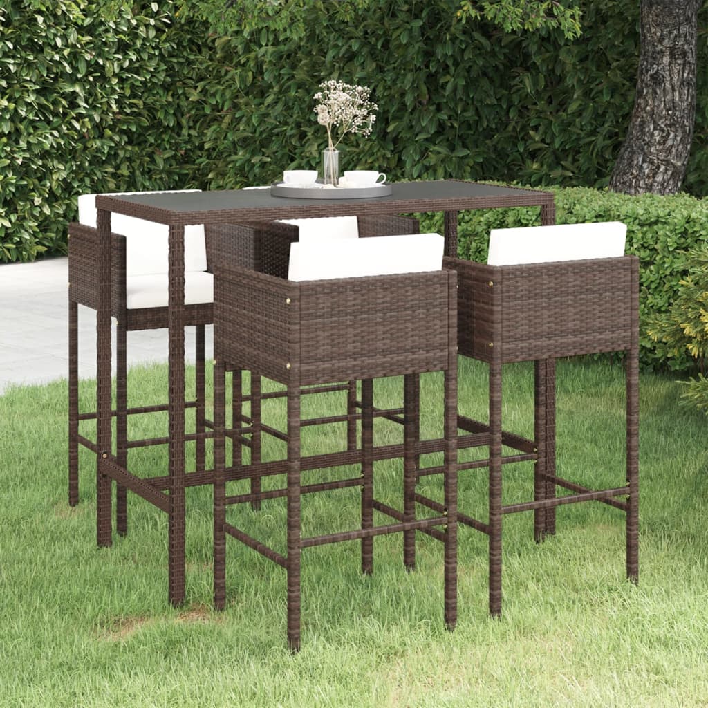 vidaXL Patio Bar Set Outdoor Bistro Set Bar Stool Bistro Table Poly Rattan-44