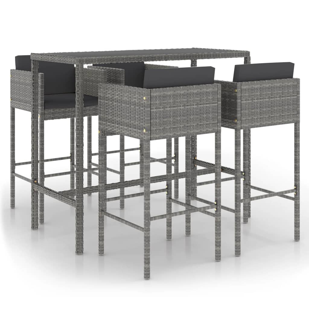 vidaXL Patio Bar Set Outdoor Bistro Set Bar Stool Bistro Table Poly Rattan-31