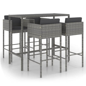 vidaXL Patio Bar Set Outdoor Bistro Set Bar Stool Bistro Table Poly Rattan-31