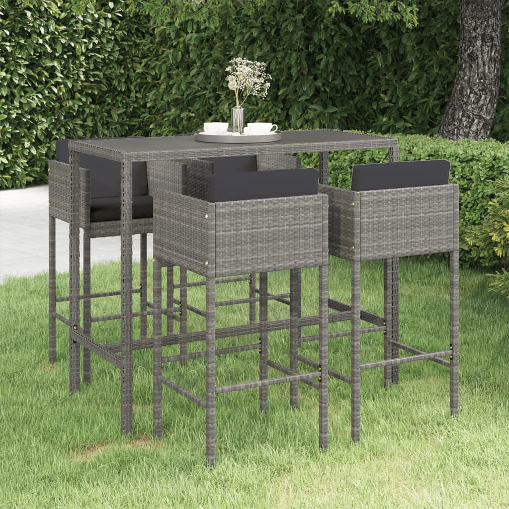 vidaXL Patio Bar Set Outdoor Bistro Set Bar Stool Bistro Table Poly Rattan-26