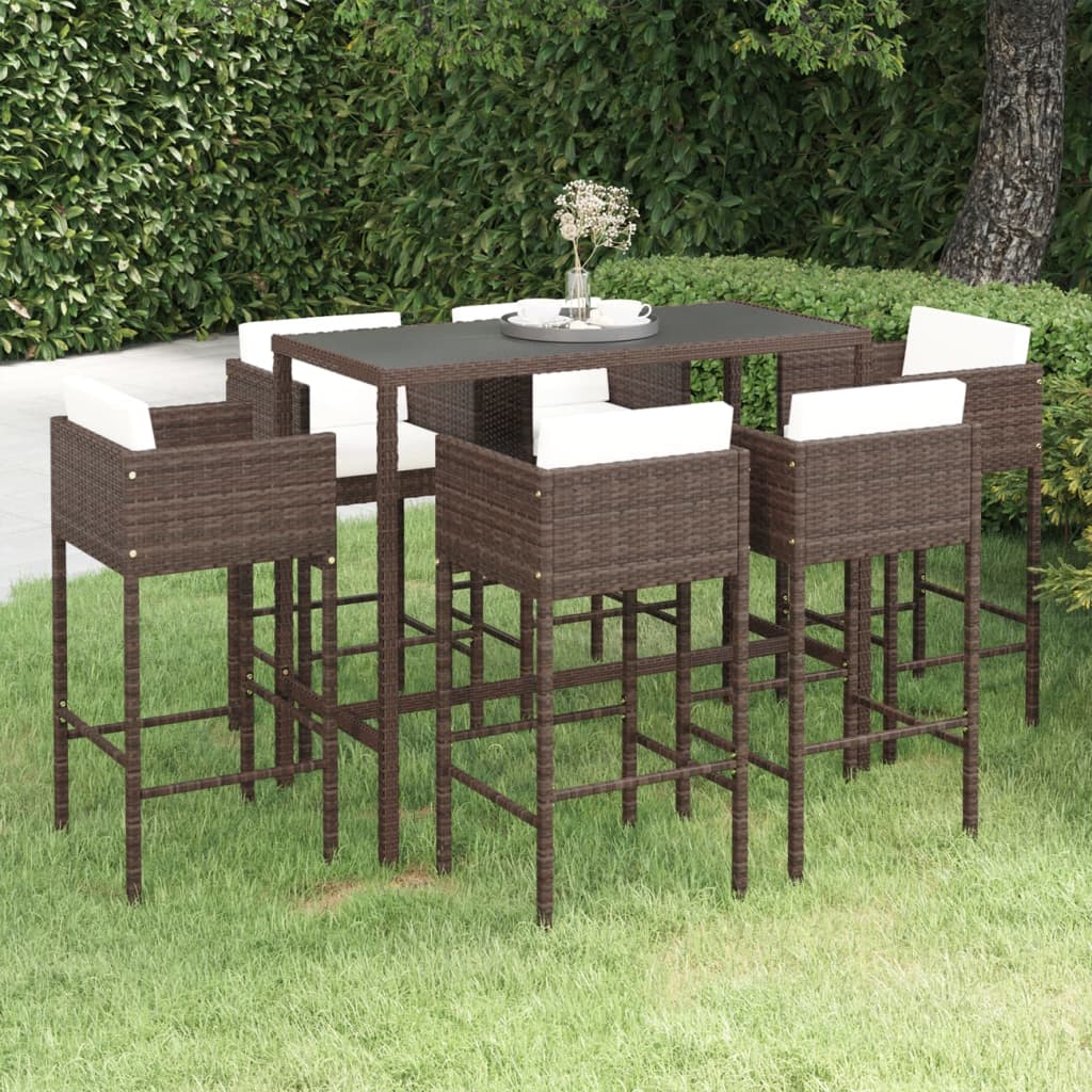 vidaXL Patio Bar Set Outdoor Bistro Set Bar Stool Bistro Table Poly Rattan-41