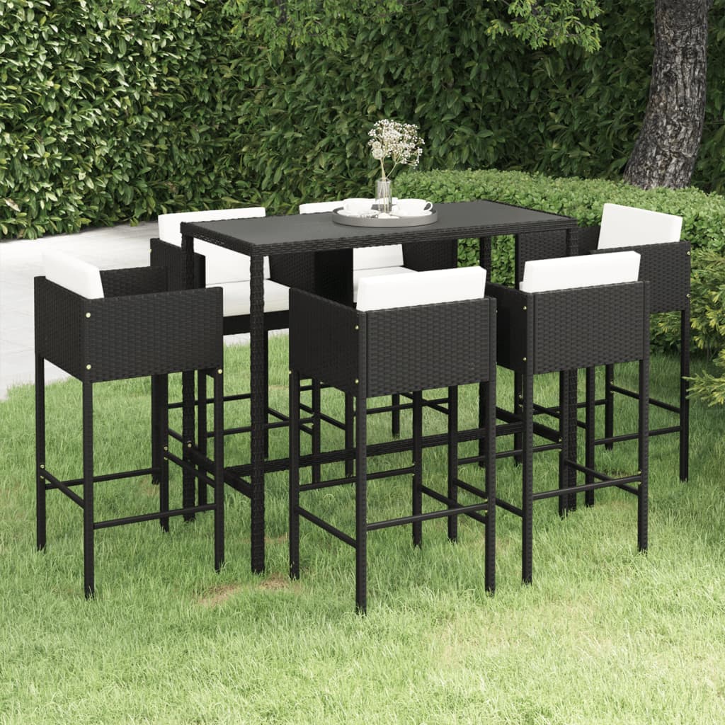 vidaXL Patio Bar Set Outdoor Bistro Set Bar Stool Bistro Table Poly Rattan-5