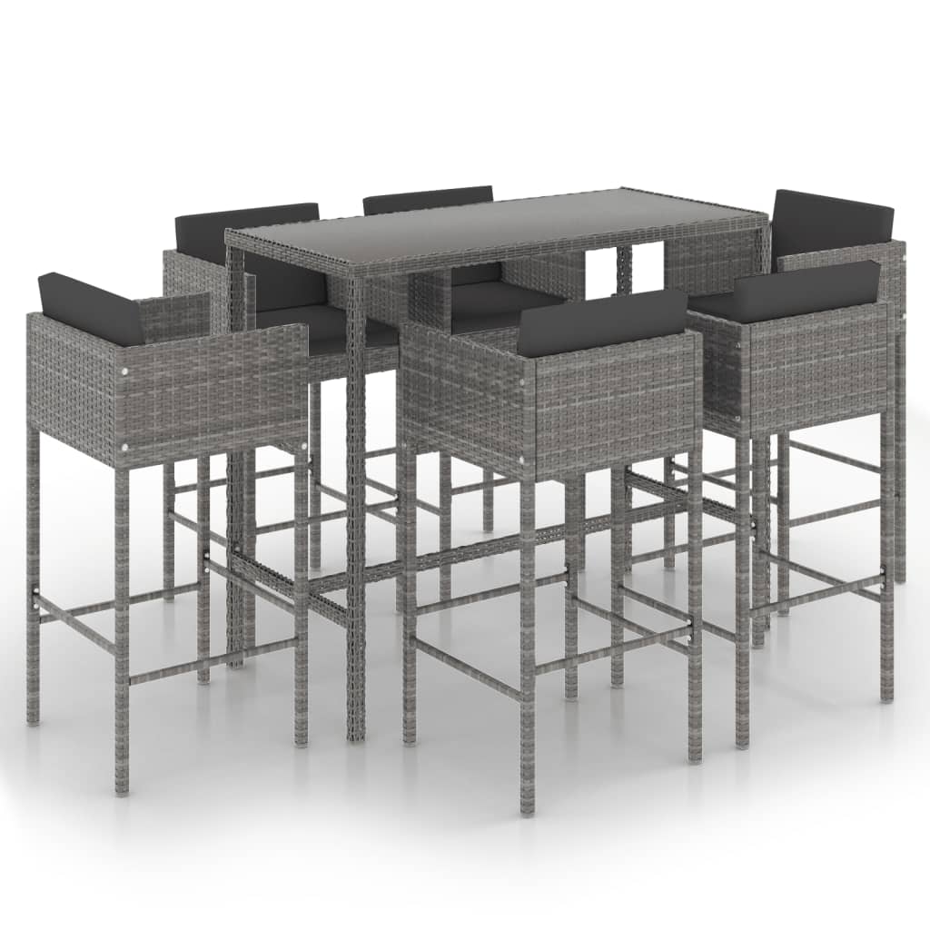 vidaXL Patio Bar Set Outdoor Bistro Set Bar Stool Bistro Table Poly Rattan-28