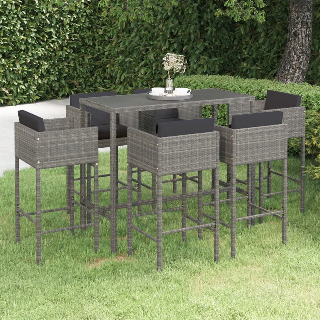 vidaXL Patio Bar Set Outdoor Bistro Set Bar Stool Bistro Table Poly Rattan-23