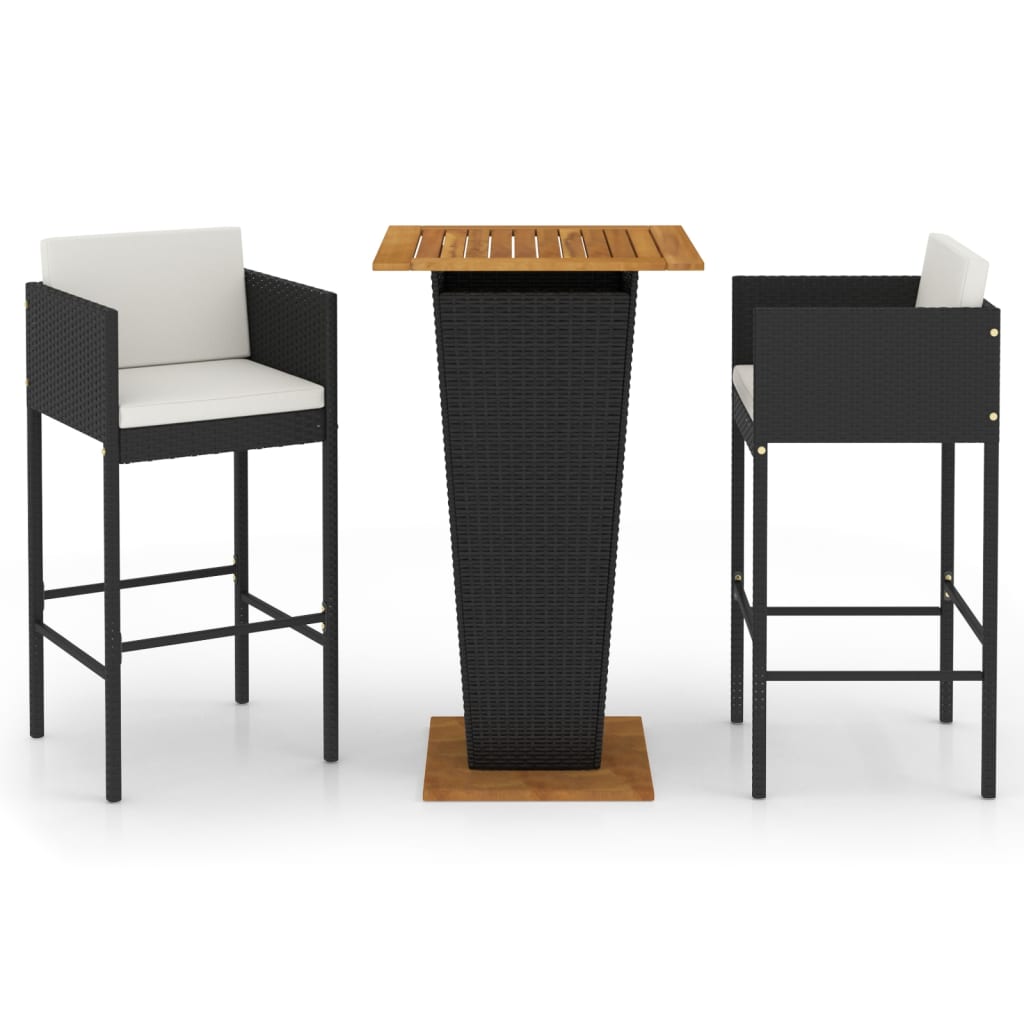 vidaXL Patio Bar Set Outdoor Bistro Set Bar Stool Bistro Table Poly Rattan-4