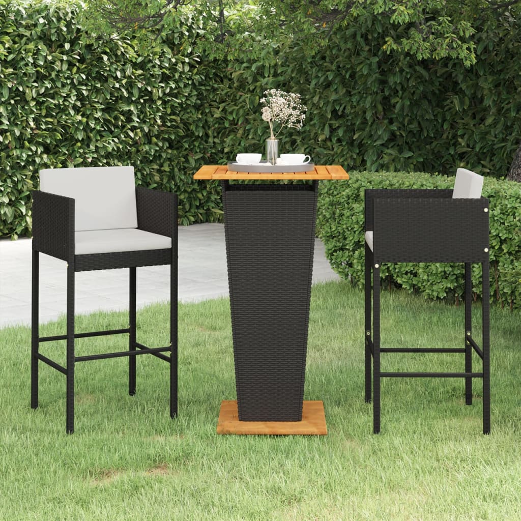 vidaXL Patio Bar Set Outdoor Bistro Set Bar Stool Bistro Table Poly Rattan-1