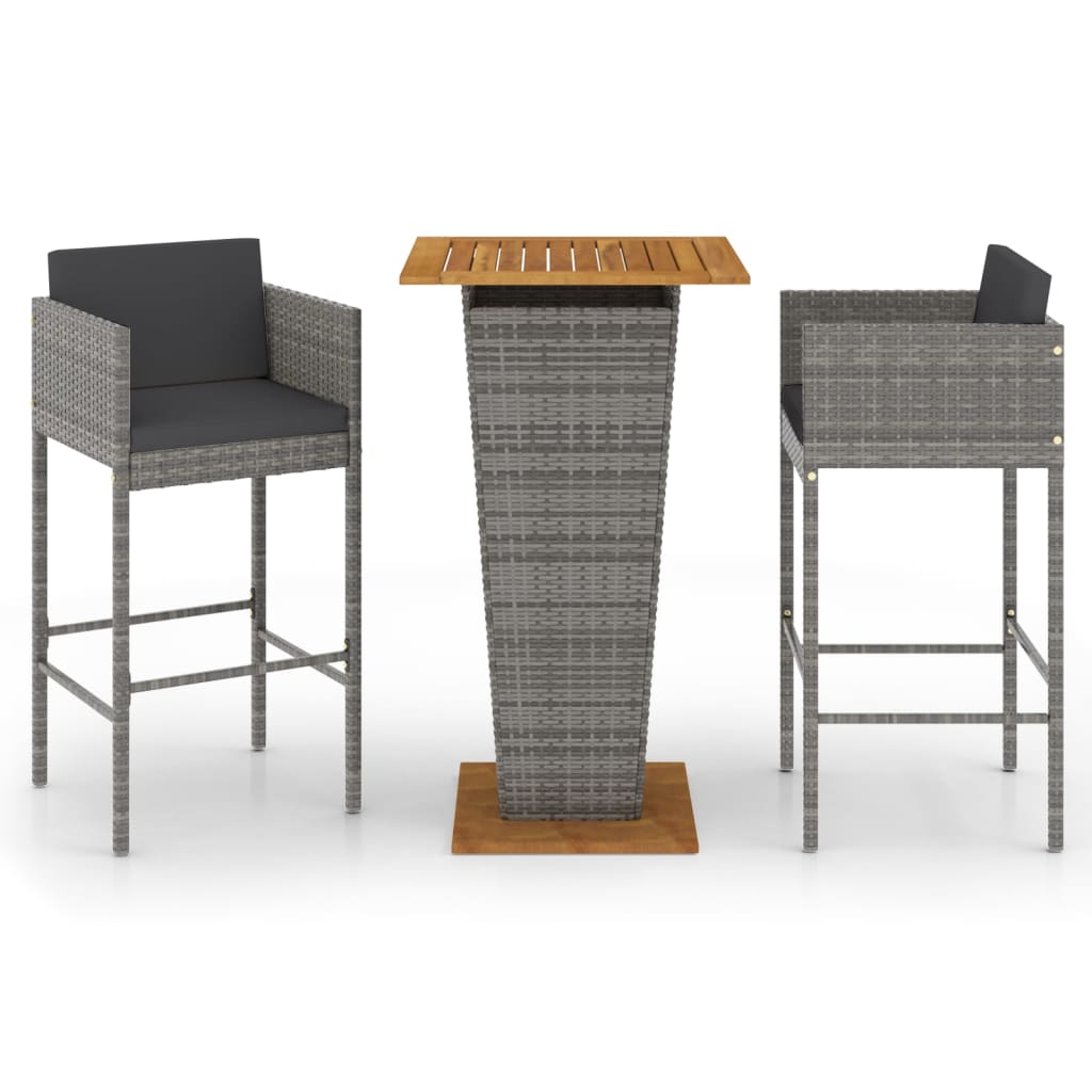 vidaXL Patio Bar Set Outdoor Bistro Set Bar Stool Bistro Table Poly Rattan-13