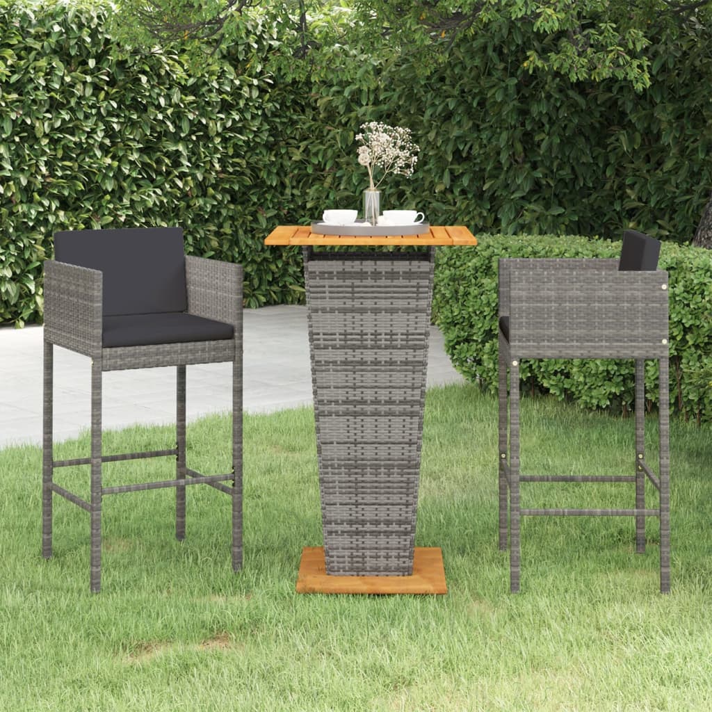 vidaXL Patio Bar Set Outdoor Bistro Set Bar Stool Bistro Table Poly Rattan-10