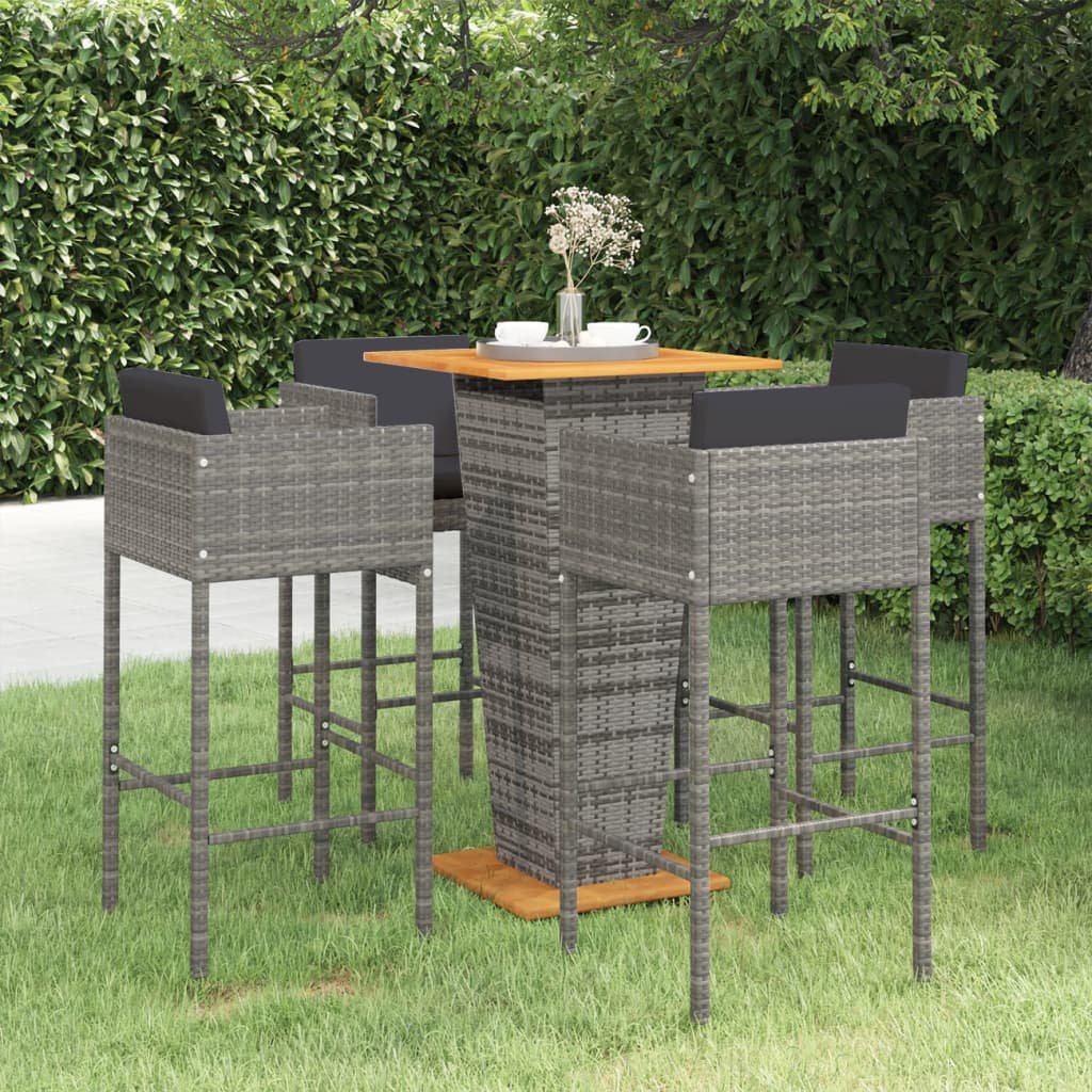 vidaXL Patio Bar Set Outdoor Bistro Set Bar Stool Bistro Table Poly Rattan-23