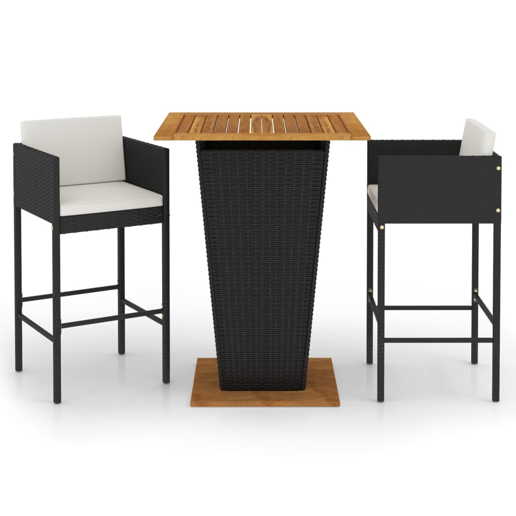 vidaXL Patio Bar Set Outdoor Bistro Set Bar Stool Bistro Table Poly Rattan-11