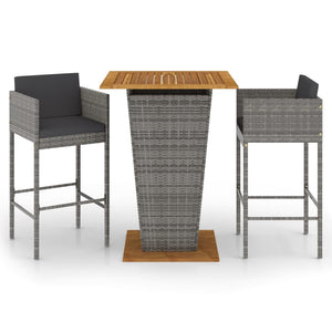 vidaXL Patio Bar Set Outdoor Bistro Set Bar Stool Bistro Table Poly Rattan-18