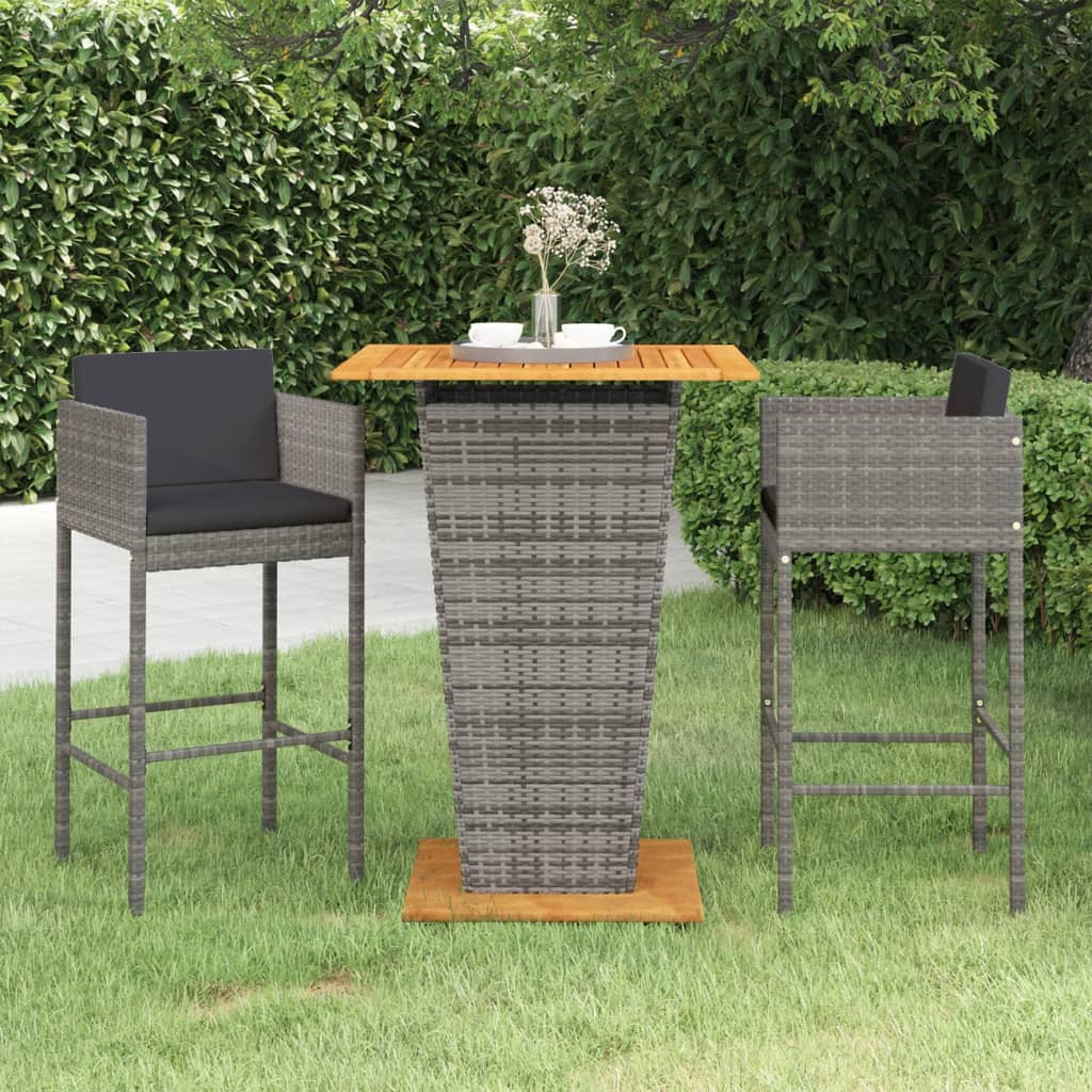 vidaXL Patio Bar Set Outdoor Bistro Set Bar Stool Bistro Table Poly Rattan-16