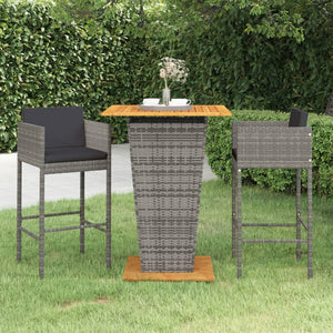 vidaXL Patio Bar Set Outdoor Bistro Set Bar Stool Bistro Table Poly Rattan-16