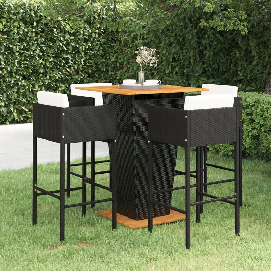 vidaXL Patio Bar Set Outdoor Bistro Set Bar Stool Bistro Table Poly Rattan-22