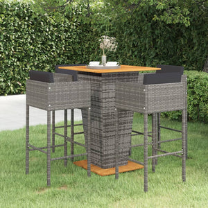 vidaXL Patio Bar Set Outdoor Bistro Set Bar Stool Bistro Table Poly Rattan-3