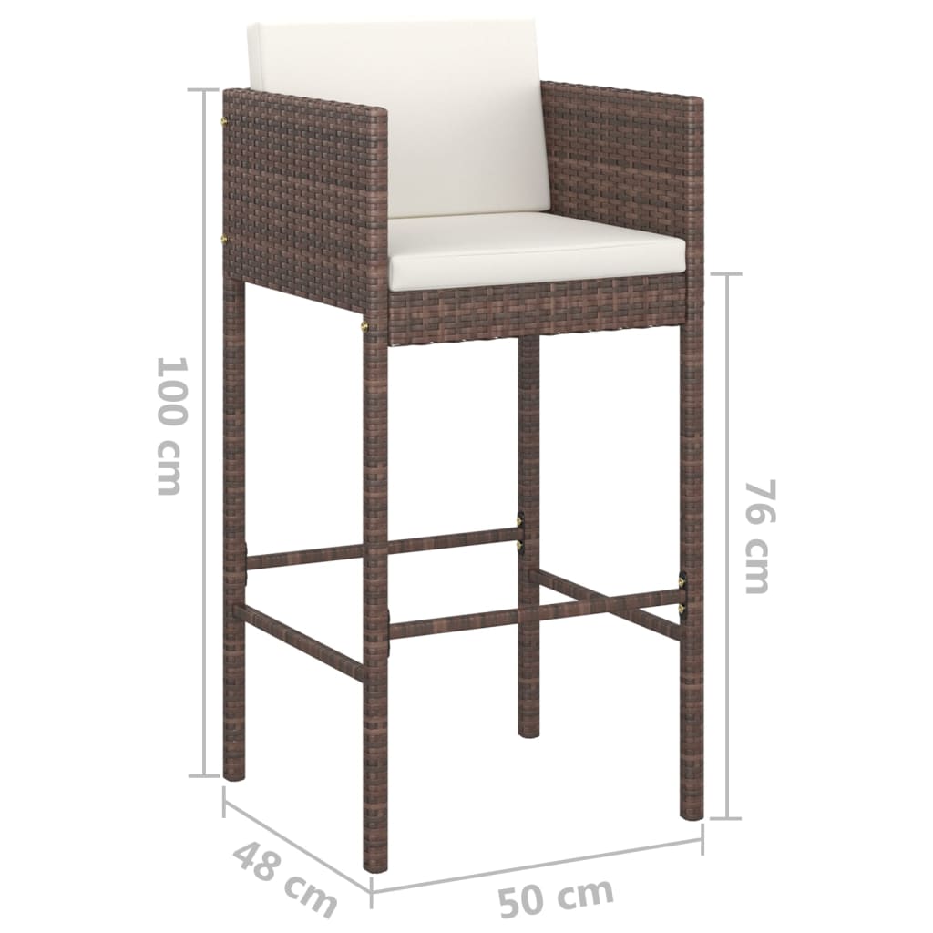 vidaXL Patio Bar Set Outdoor Bistro Set Bar Stool Table 3 Piece Poly Rattan-5