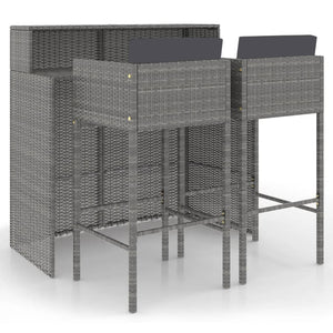 vidaXL Patio Bar Set Outdoor Bistro Set Bar Stool Table 3 Piece Poly Rattan-21