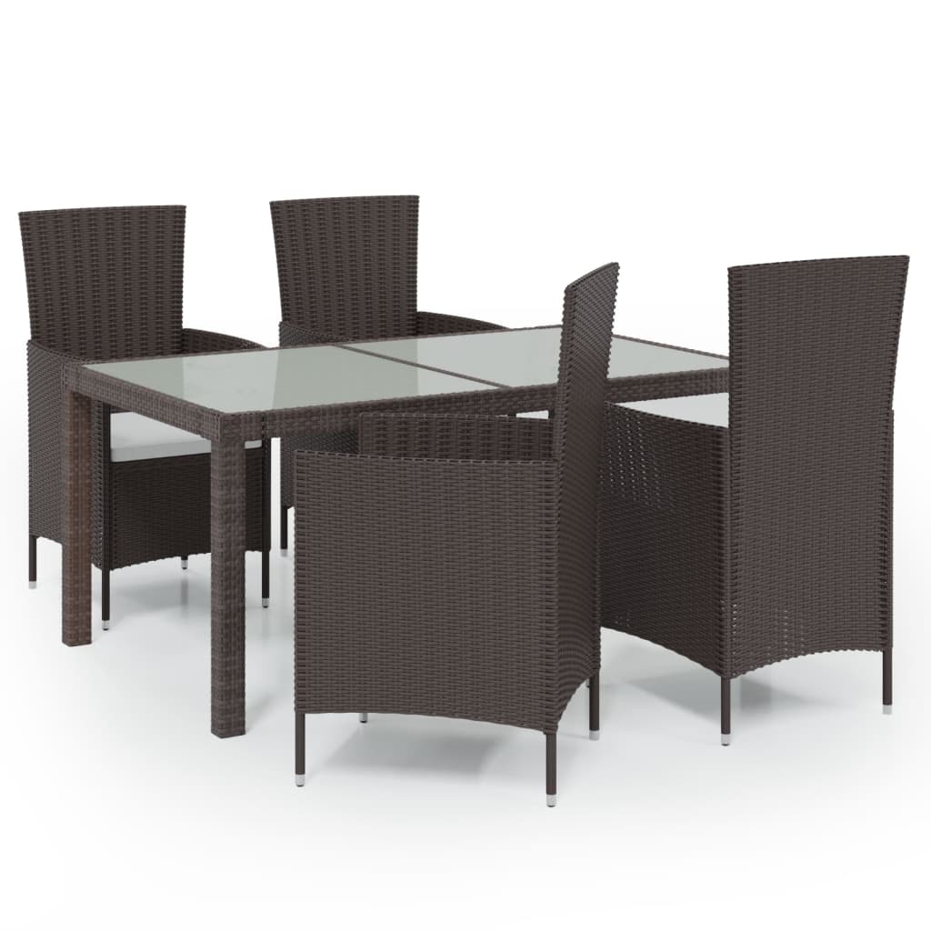 vidaXL Patio Dining Set Patio Table and Rattan Chair Outdoor Furniture Set-56