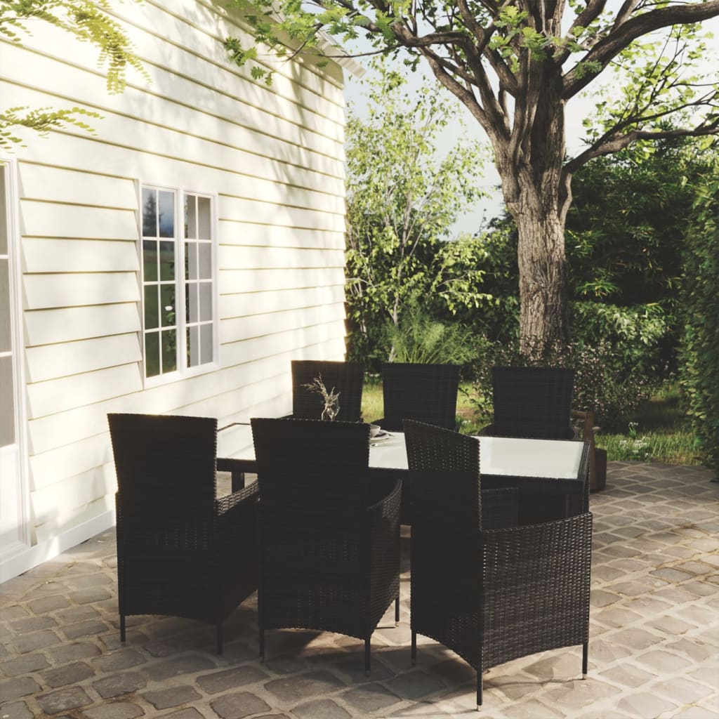 vidaXL Patio Dining Set Patio Table and Rattan Chair Outdoor Furniture Set-60