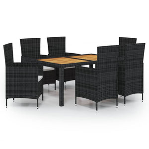 vidaXL Patio Dining Set Patio Table and Rattan Chair Outdoor Furniture Set-50