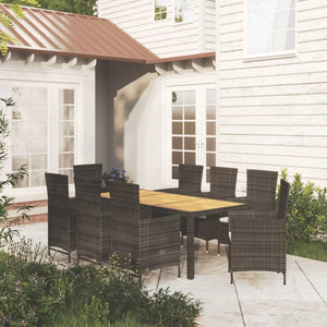 vidaXL Patio Dining Set Patio Table and Rattan Chair Outdoor Furniture Set-11