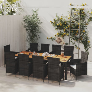 vidaXL Patio Dining Set Patio Table and Rattan Chair Outdoor Furniture Set-62